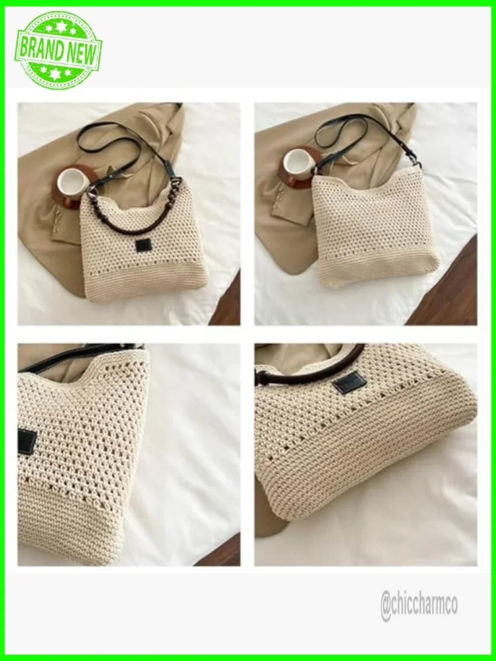 Large Bohemia Crochet Hobo Shoulder Bag Tote Crossbody Beach Travel Purse